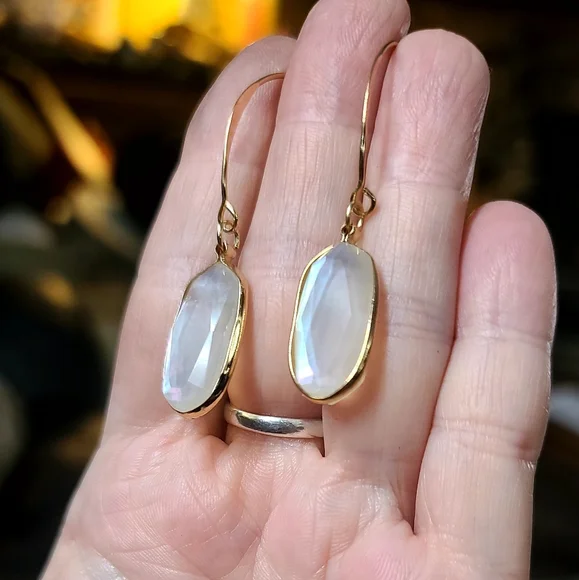 Moonstone 14k gold handmade earrings - Picture 11 of 11